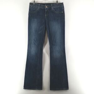Guess Jeans Womens Size 29/32 Rear Button Pockets Boot Cut Blue Denim Low Rise